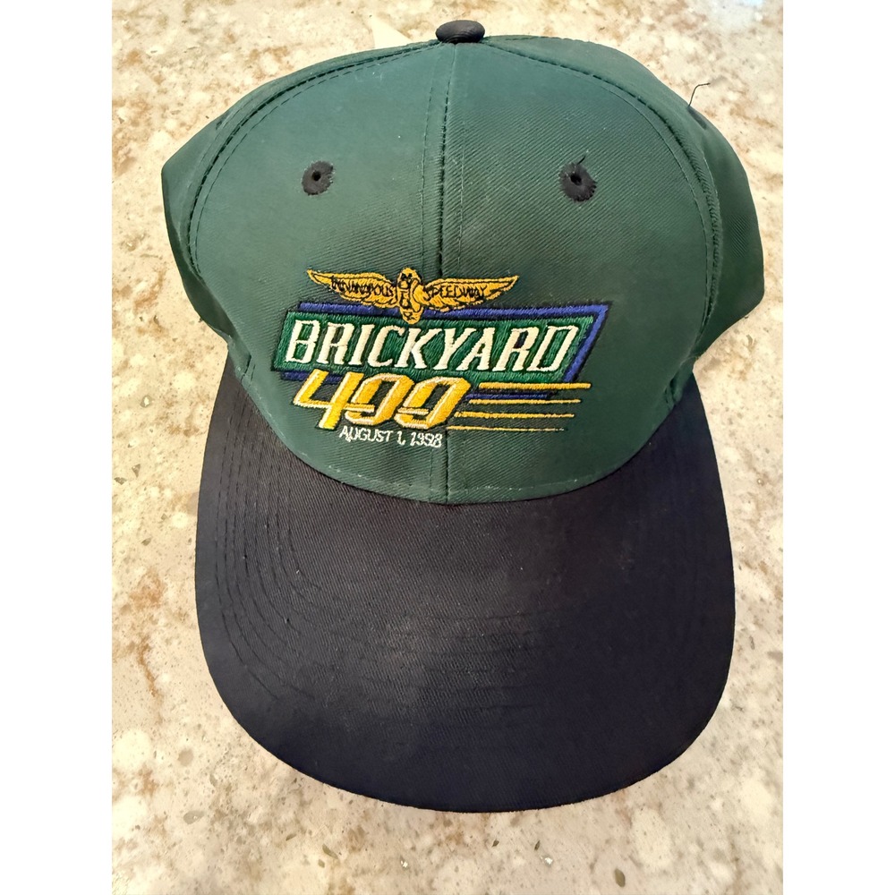 Vintage 1998 Brickyard 400 Snapback Hat Logo 7 Indianapolis Motor Speedway Green
